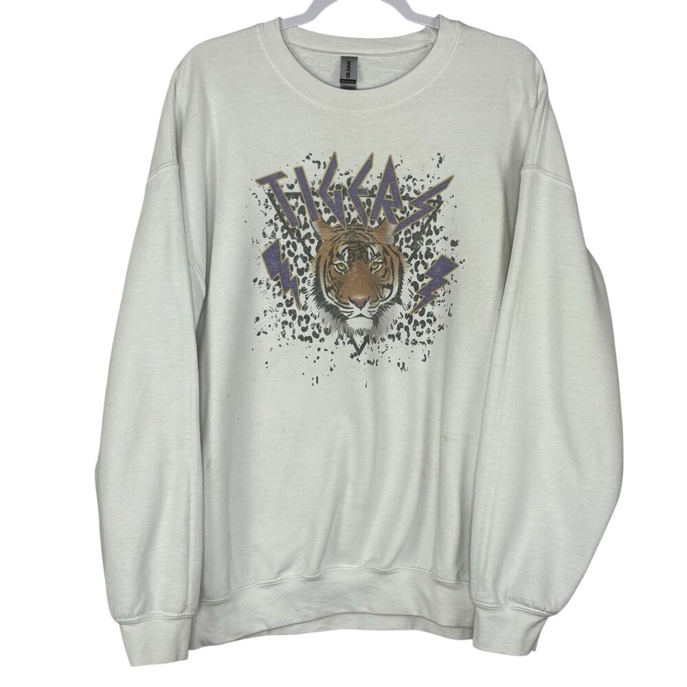 Vintage Y2K 90s LSU Tigers Adult Graphic Sweatshirt Purple Gold XL
